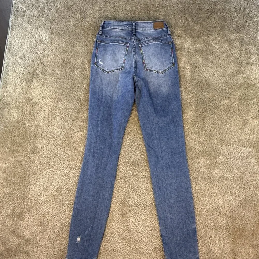 Judy Blue Skinny Fit Jeans Womens Size 0/24 High Rise Denim Blue Ankle F680